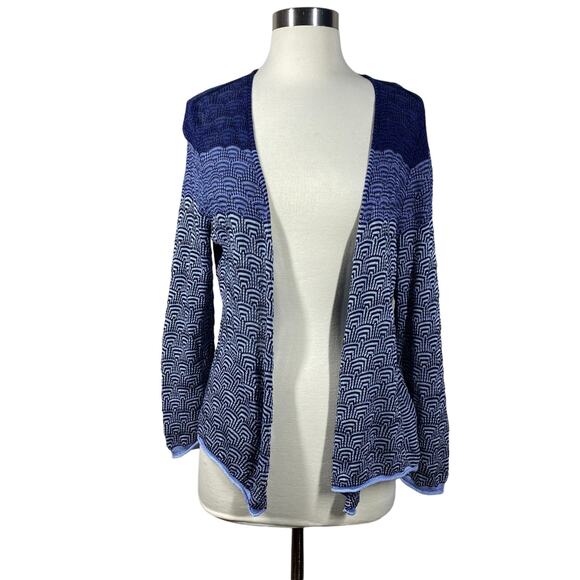 NIC+ZOE Sweaters - NIC+ZOE Blue and Black open Cardigan Sweater Size Large  Fits like a Medium